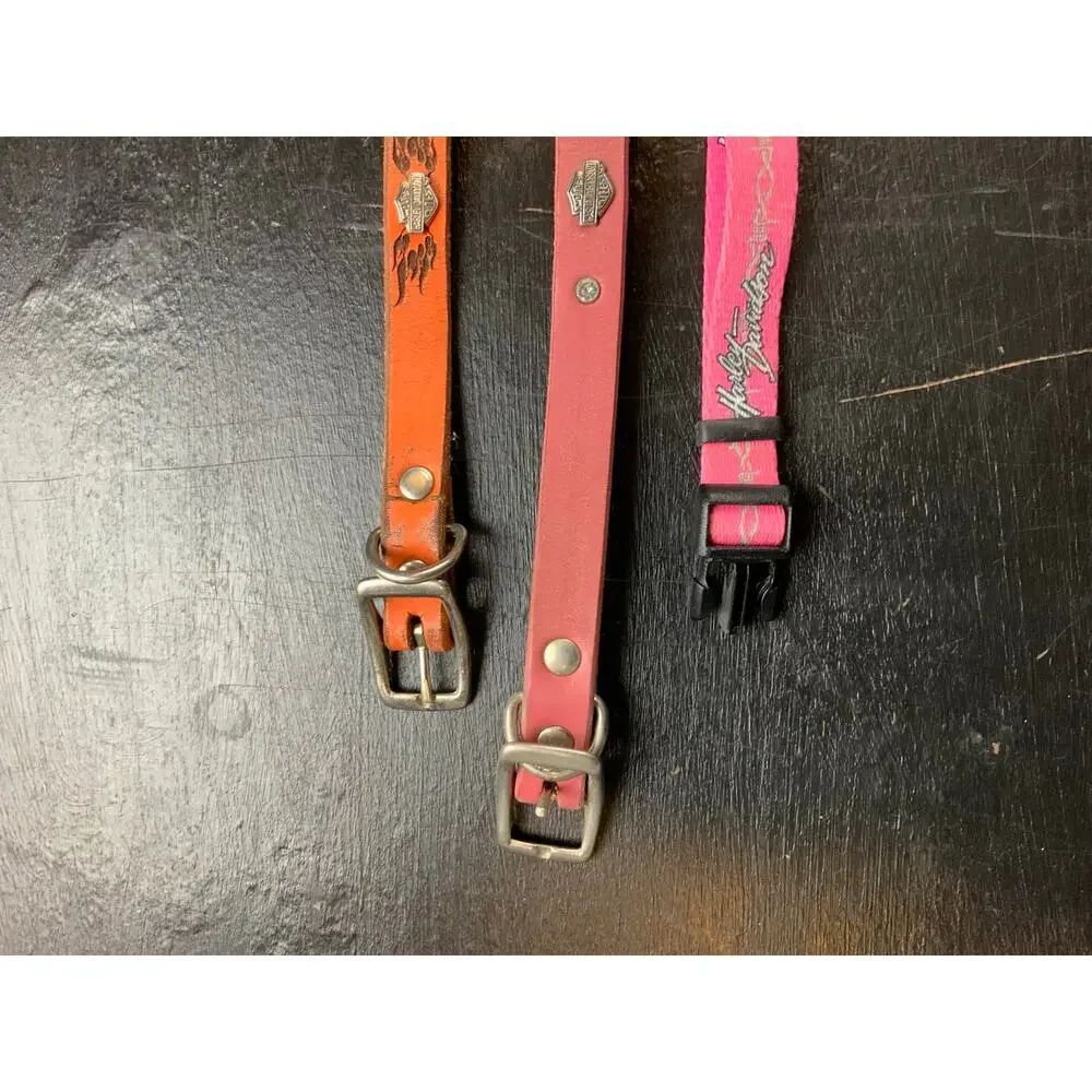Lot Harley-Davidson Dog Collars Pink Orange Leather Nylon Small Medium Pet